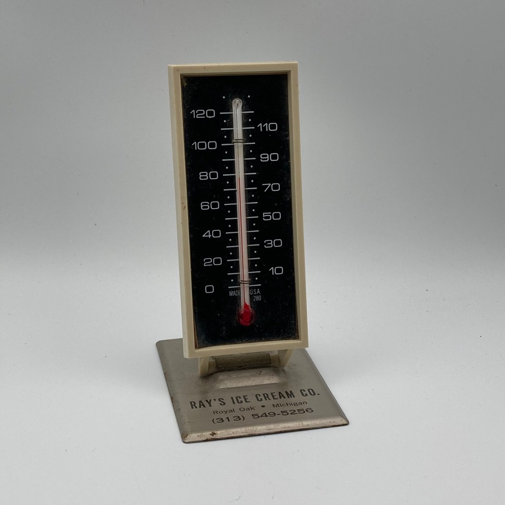 Ray's Ice Cream Co Thermometer / Vintage Michigan / Desktop Plastic Advertising